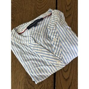 Tommy Hilfiger Women's Long Sleeve Tunic Striped Blouse Blue White Sz S